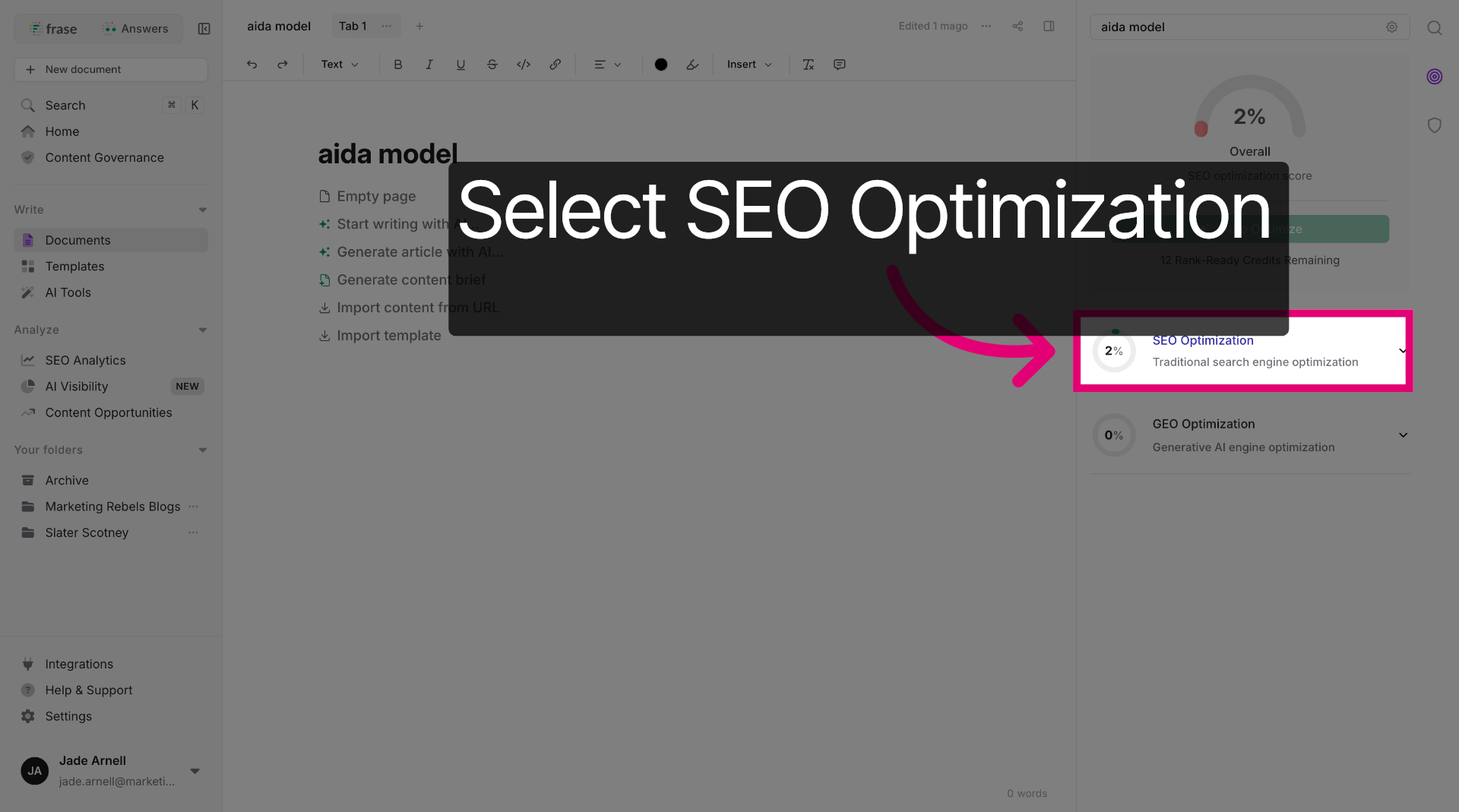Select SEO Optimisation Type