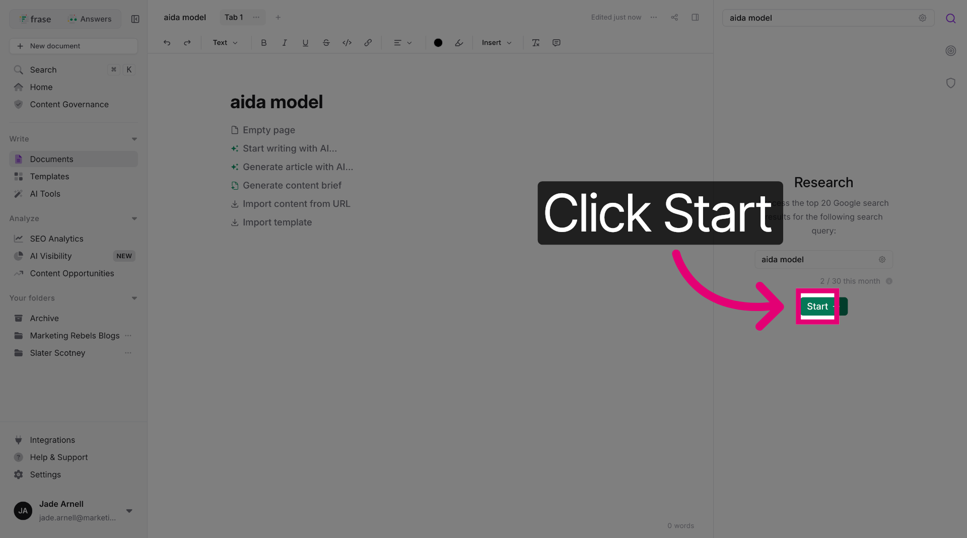 Start Content Generation