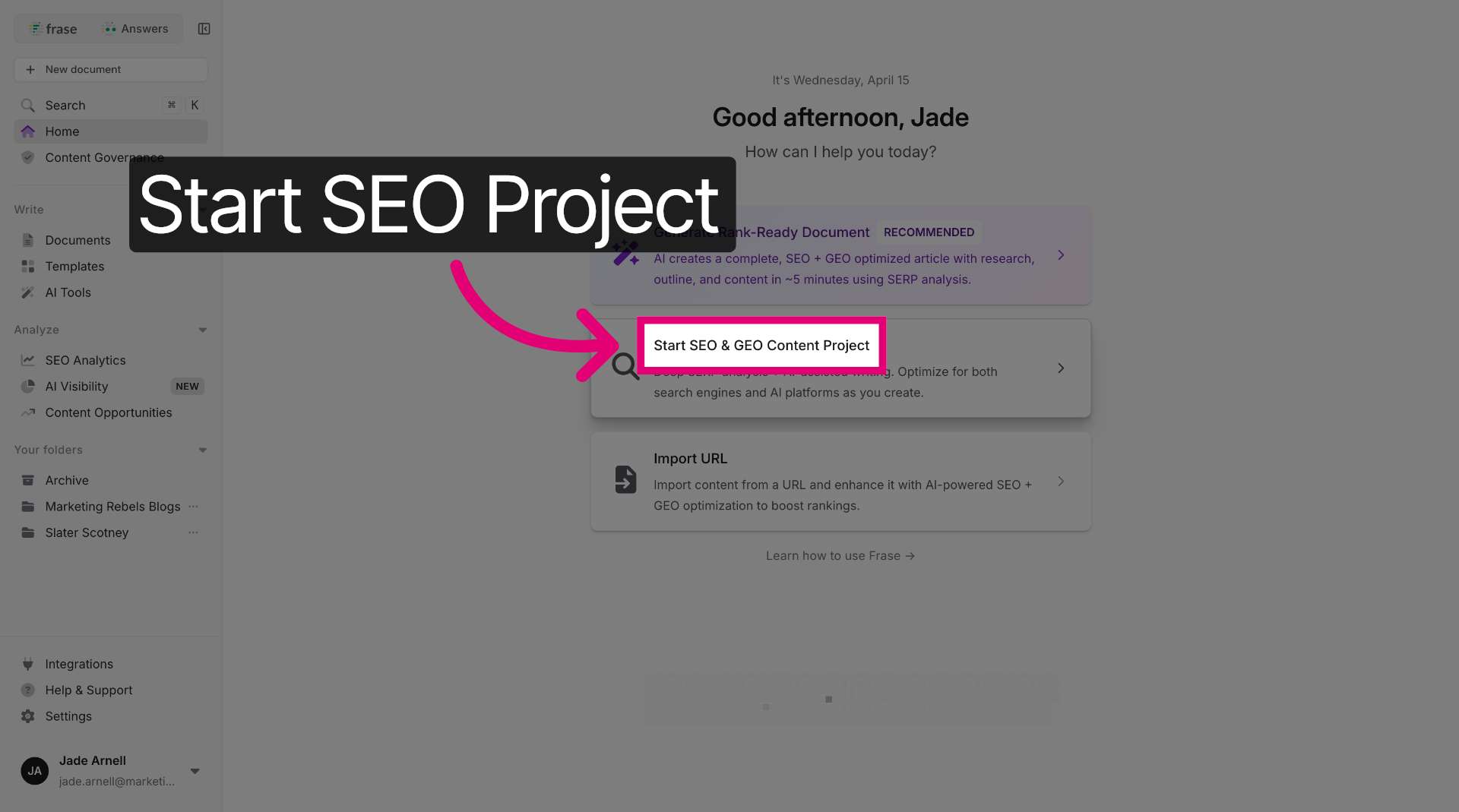 Start SEO Content Project